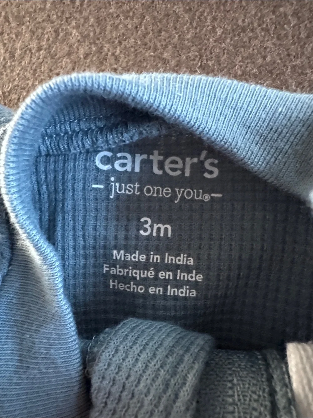 Carter's Light Blue Waffle Thermal Footed One-Piece